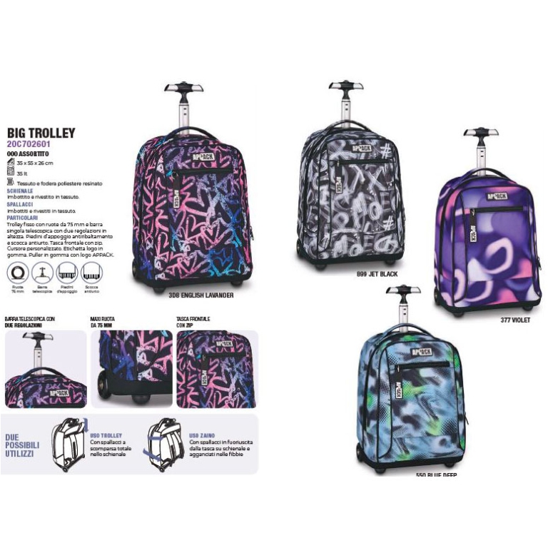 ZAINO BIG TROLLEY 35X55CM 35LT APPACK