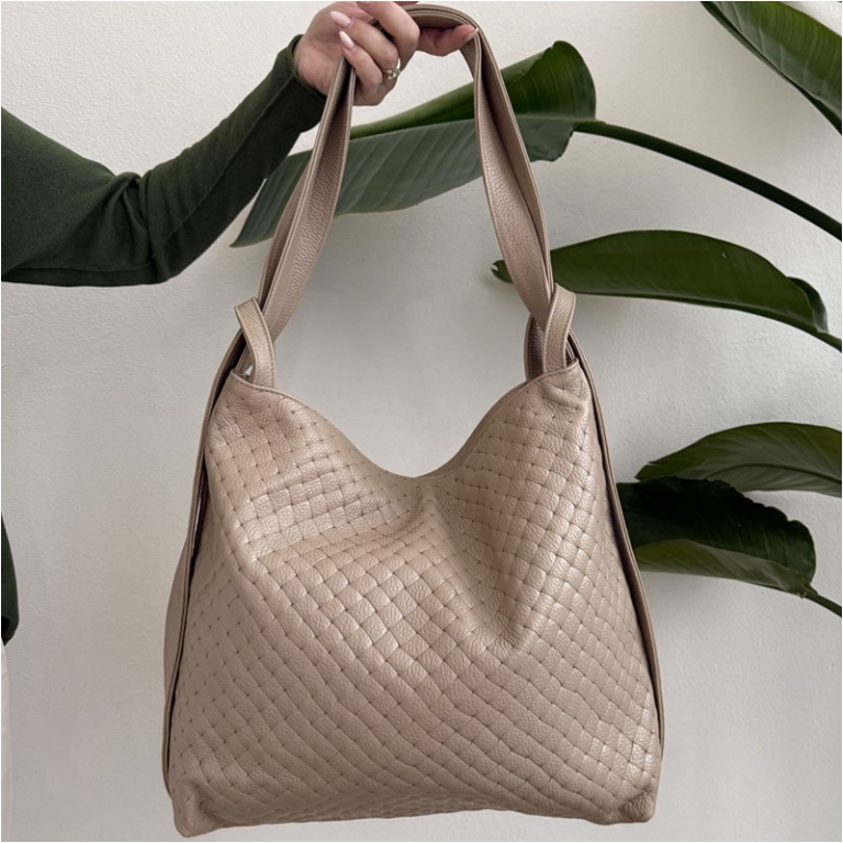 BORSA CON TRACOLLA ZAINO INTRECCIATA PELLE GRANDE 2