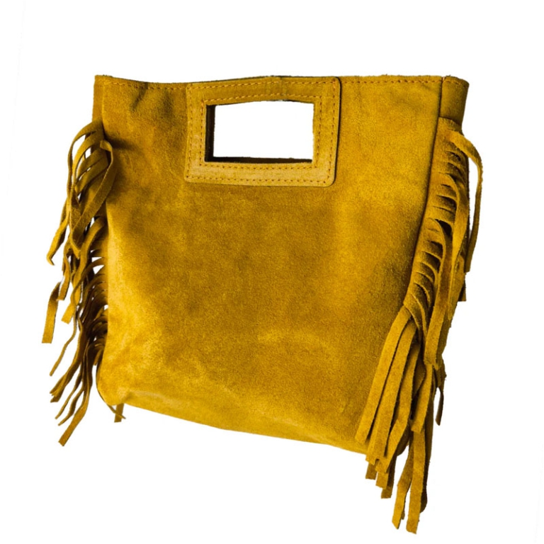 BORSA CON FRANGE SCAMOSCIATO C/MANIGLIA E TRACOLLA 2