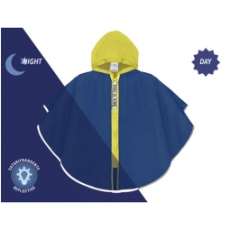 MANTELLA PONCHO BLU-GIAL. CON ZIP COLLK. B.CATARIFR.