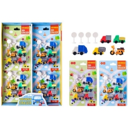 GOMMA 3D VEICOLI 6PZ IN BLISTER