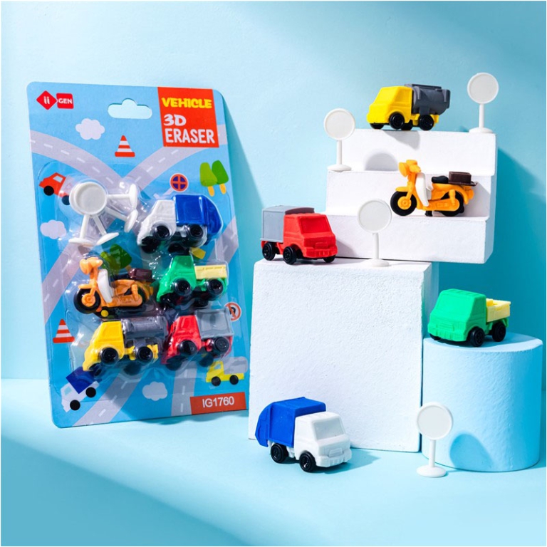 GOMMA 3D VEICOLI 6PZ IN BLISTER 2