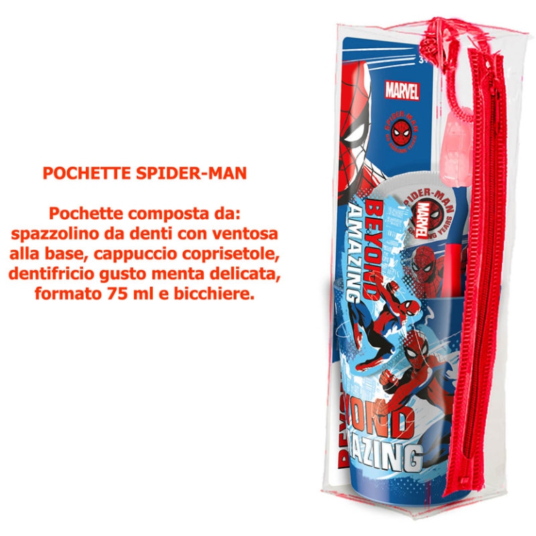 POCHETTE SPAZZOLINO BICCHIERE DENTIFRICIO SPIDERM