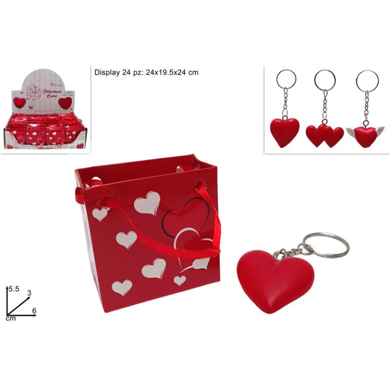 PORTACHIAVE CUORE CON    BUSTA DA REGALO