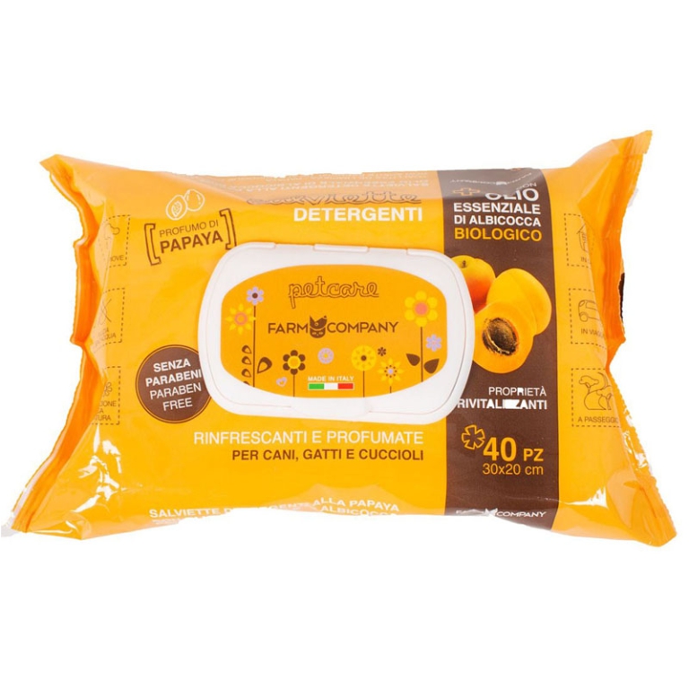 SALVIETTE UMIDE OLIO BIOLOGICO E PAPAYA 40 STRAPPI