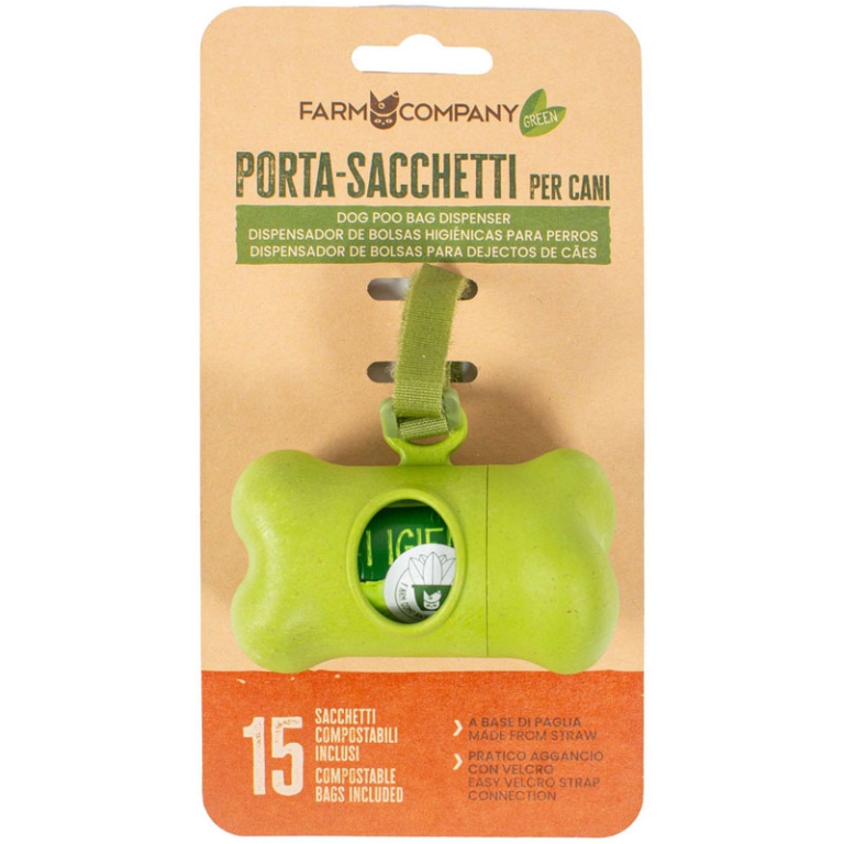 PORTASACCHETTI BIO CON 15 SACCHETTI COMPOSTABILI