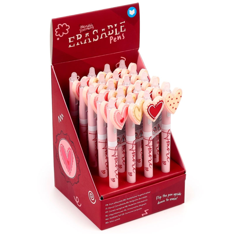 PENNA CANCELLABILE CUORE 14,5CM 20PZ IN EXPO