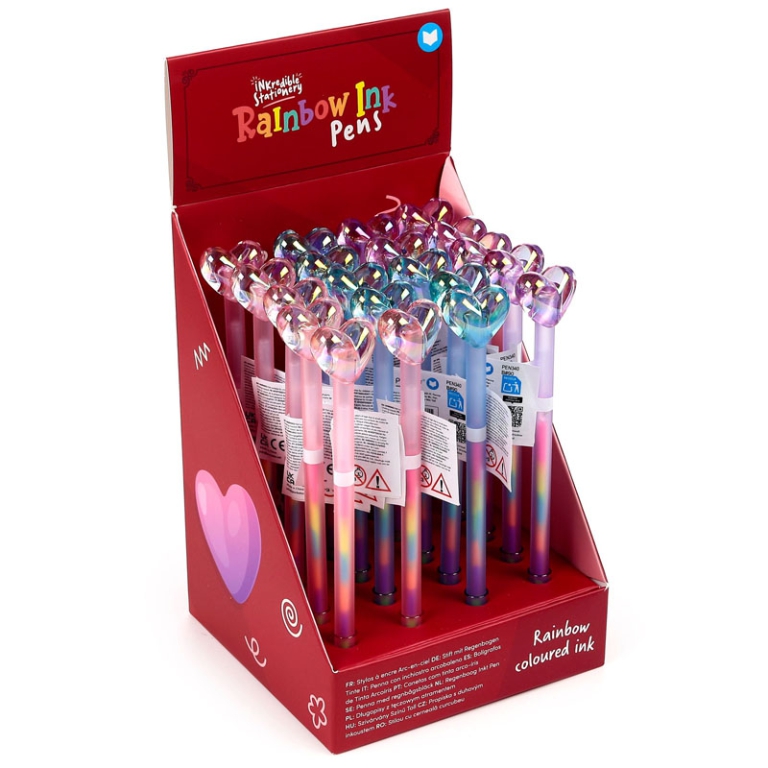 PENNA CUORE CON INCHIOSTRO ARCOBALENO 20PZ IN EXPO