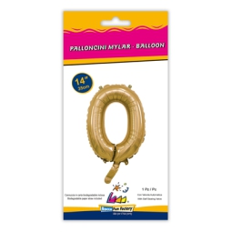 PALLONCINI MYLAR NUMERO 0 ORO 35CM