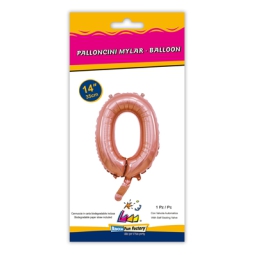 PALLONCINI MYLAR NUMERO 0 ROSA GOLD 35CM