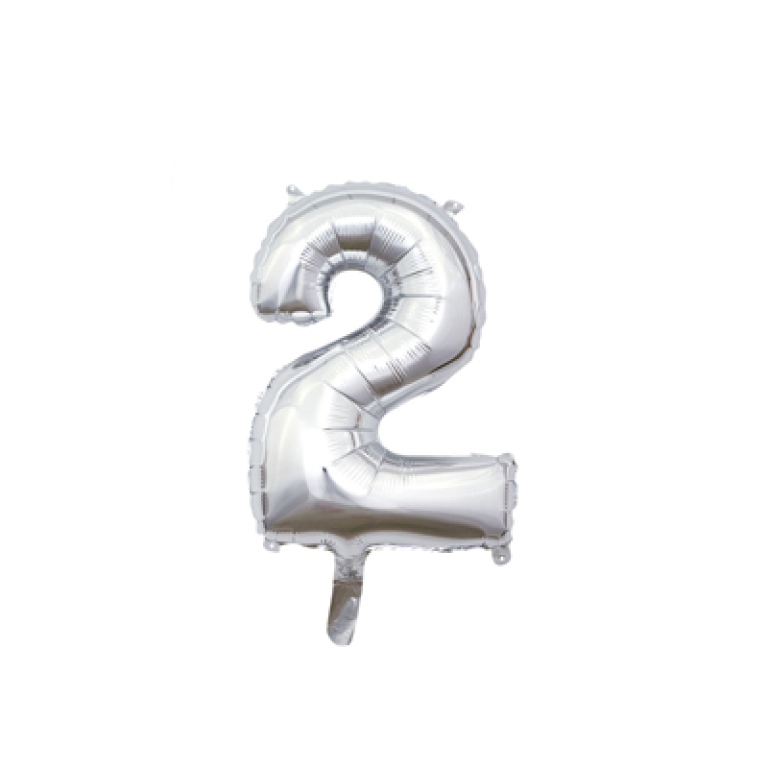 PALLONCINI MYLAR NUMERO 2 ARGENTO 35CM 2