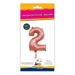 PALLONCINI MYLAR NUMERO 2 ROSA GOLD 35CM