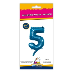 PALLONCINI MYLAR NUMERO 5 BLU 35CM