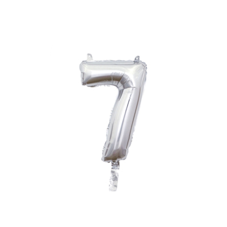 PALLONCINI MYLAR NUMERO 7 ARGENTO 35CM 2