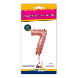 PALLONCINI MYLAR NUMERO 7 ROSA GOLD 35CM