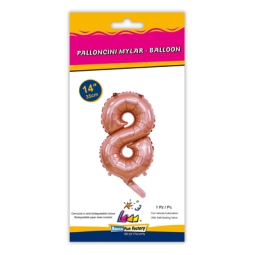 PALLONCINI MYLAR NUMERO 8 ROSA GOLD 35CM