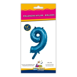 PALLONCINI MYLAR NUMERO 9 BLU 35CM