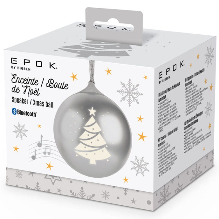 PALLA DI NATALE ARGENTO  MUSICALE 9,5CM