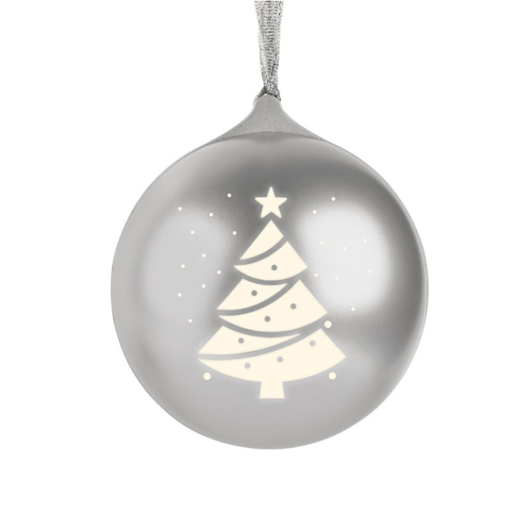 PALLA DI NATALE ARGENTO  MUSICALE 9,5CM 2