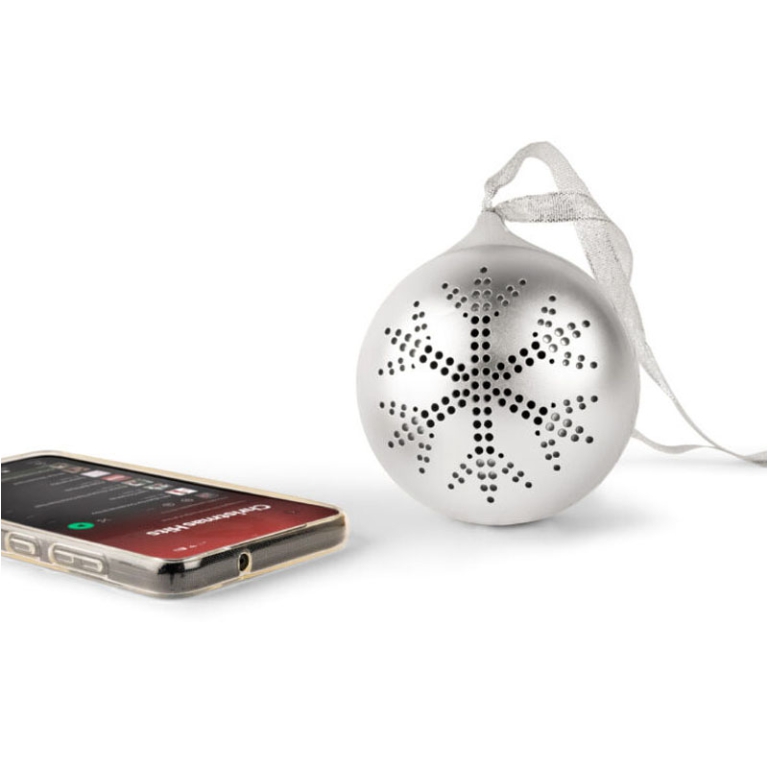 PALLA DI NATALE ARGENTO  MUSICALE 9,5CM 3