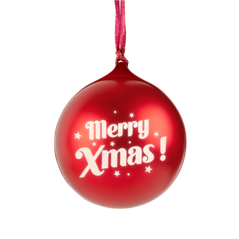 PALLA DI NATALE ROSSA    MUSICALE 9,5CM 2