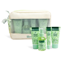 SET DA BAGNO ALOE VERA   CON TRAVEL BAG SET 4PZ