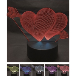 LAMPADA LED CUORI C/FRECCIA 18X15CM