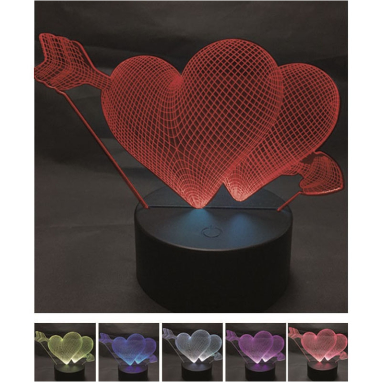 LAMPADA LED CUORI C/FRECCIA 18X15CM