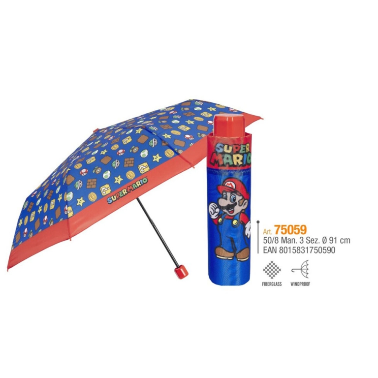 OMBRELLO BAMBINO MINI 50CM SUPER MARIO MANUALE