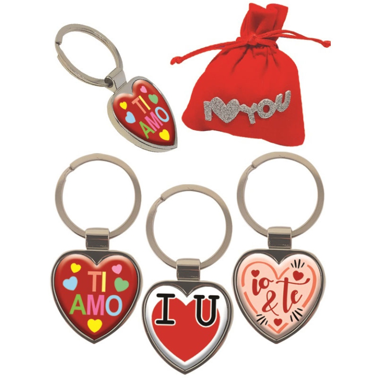 PORTACHIAVI CUORE IN ACCIAIO CON SACCHETTINO