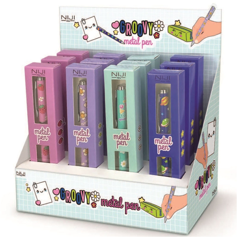 PENNA REGALO 12PZ METAL  GROOVY INCHIOSTRO NERO