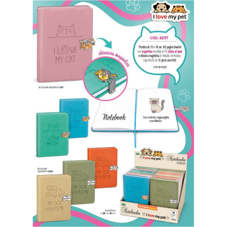 NOTEBOOK 13X18CM I LOVE MY PET 12PZ EXPO