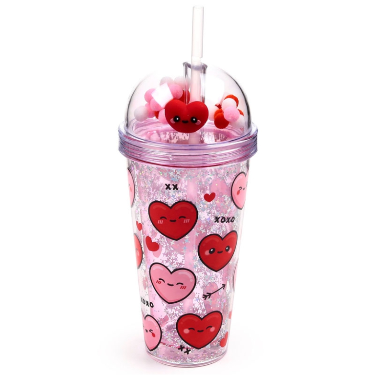 BICCHIERONE CON CANNUCCIA CUORI 20X9,5CM