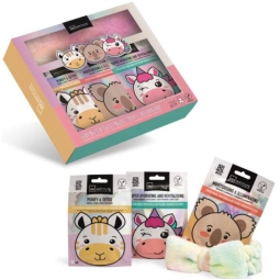 MASCHERA VISO IN TESSUTO 6PZ + FASCIA PER CAPELLI