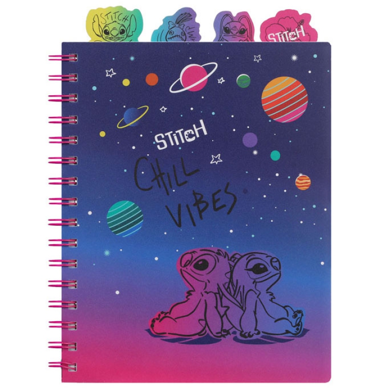 TACCUINO STITCH BLACK A5 ANELLI CON SEGNA PAGINA