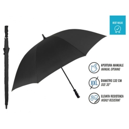 OMBRELLO UNISEX LUNGO XXL NERO MANUALE