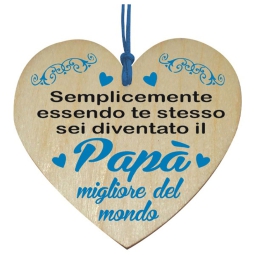CUORE IN LEGNO CON MESSAGGIO PAPA' 10CM