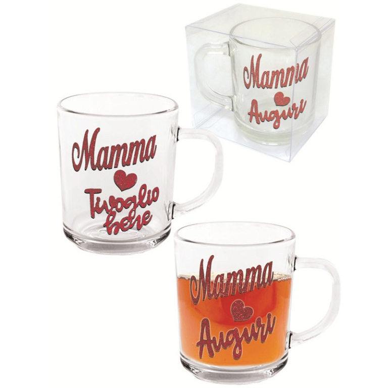 TAZZA MAMMA IN VETRO BRILLANTINATO