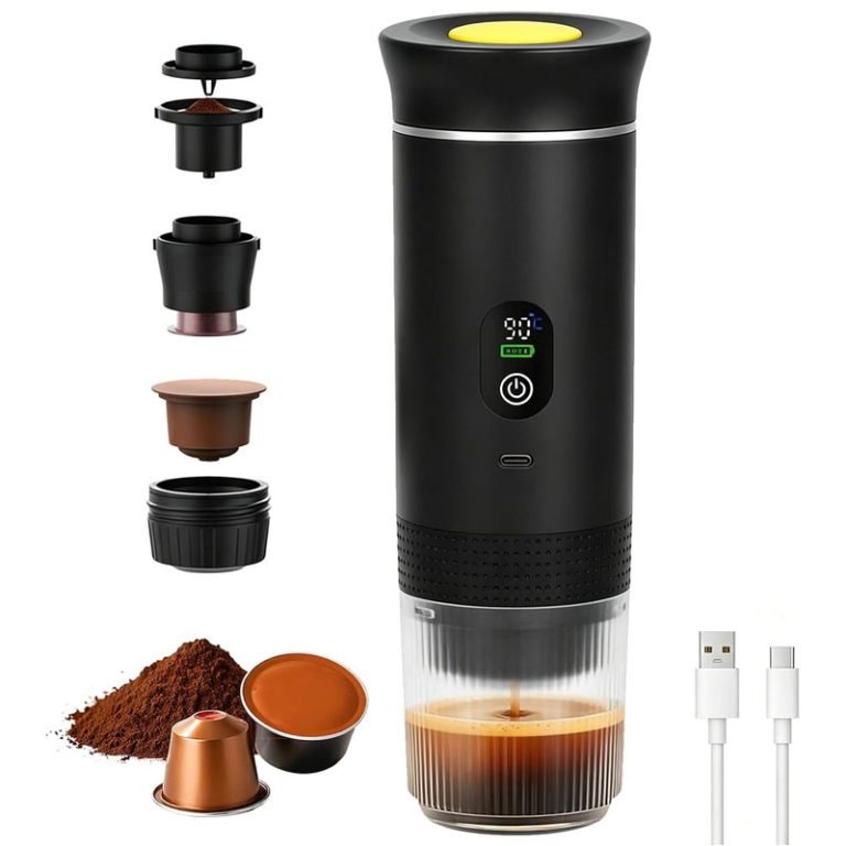 MACCHINA CAFFE' PORTATILE NERA D8X24,5CM CUSTODIA