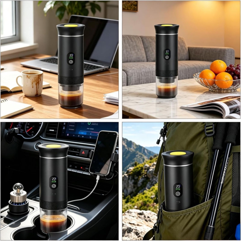MACCHINA CAFFE' PORTATILE NERA D8X24,5CM CUSTODIA 3