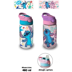 BORRACCIA TRASPARENTE    STITCH C/CANNUCCIA 480ML