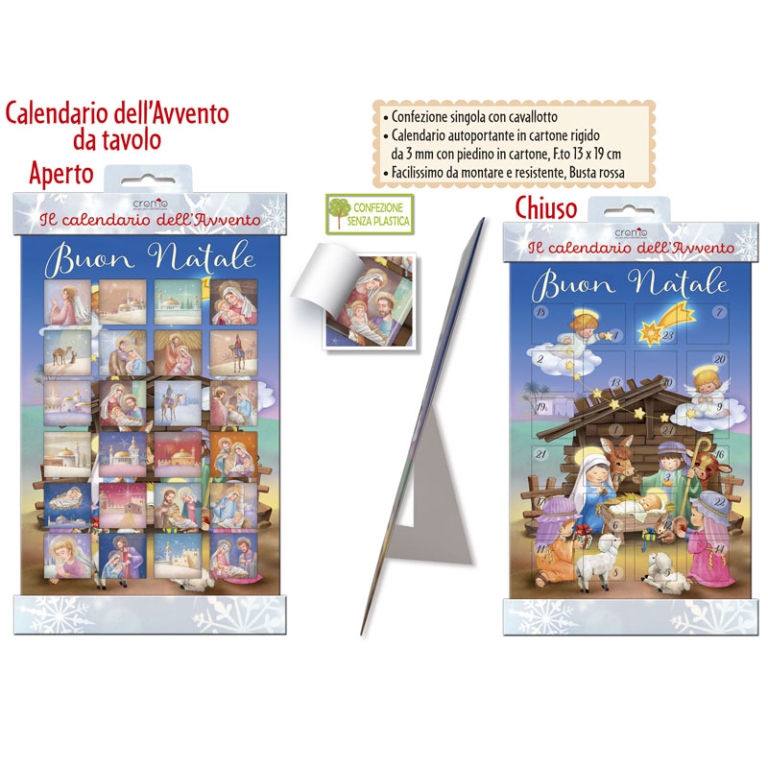 CALENDARIO DELL'AVVENTO 13X19CM DA TAVOLO NATALE