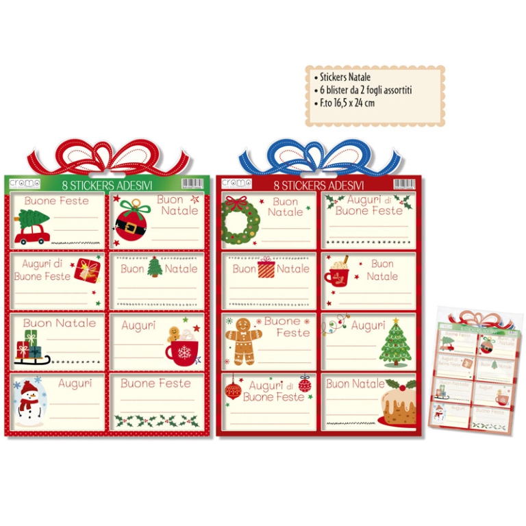 STICKERS NATALE 16,5X24CM 2 FOGLI ASSORTITI