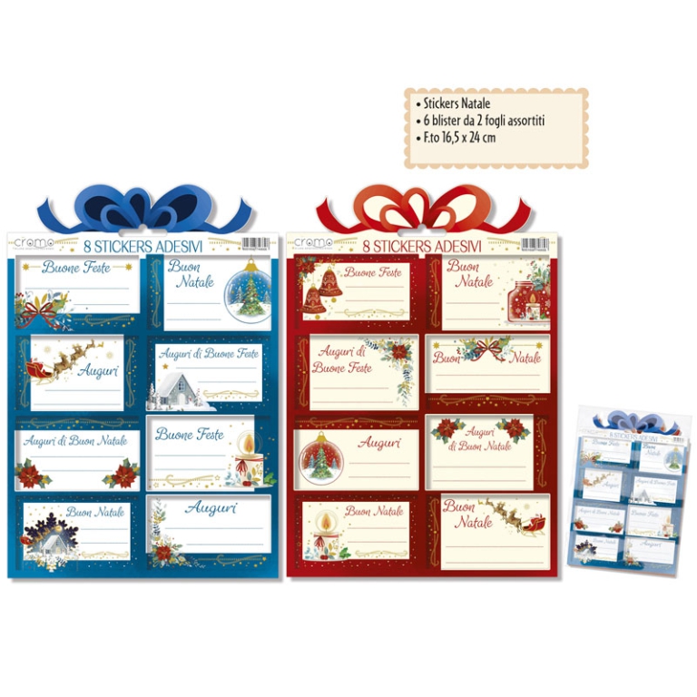 STICKERS NATALE 16,5X24CM 2 FOGLI ASSORTITI