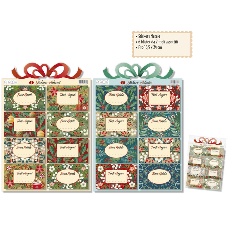 STICKERS NATALE 16,5X24CM 2 FOGLI ASSORTITI