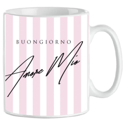 TAZZA MUG BUONGIORNO AMORE MIO FONDO ROSA