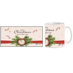 TAZZA MUG XMAS MERRY CHRISTMAS OROLOGIO GHIRLANDA