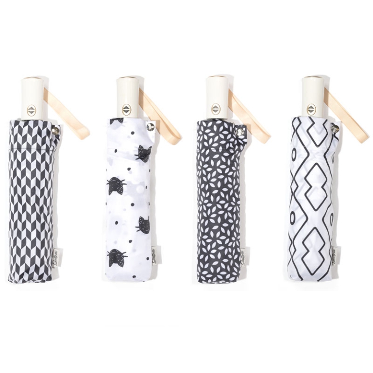 OMBRELLO DONNA MINI FANT.BIANCO NERO APRI/CHIUDI 2