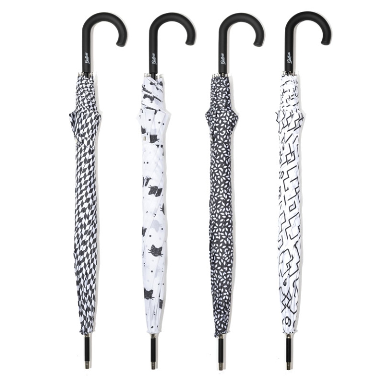 OMBRELLO DONNA LUNGO FANTASIA BIANCO NERO AUTOMATICO 2