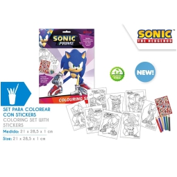 SET COLORING CON STICKERS SONIC 21X28CM